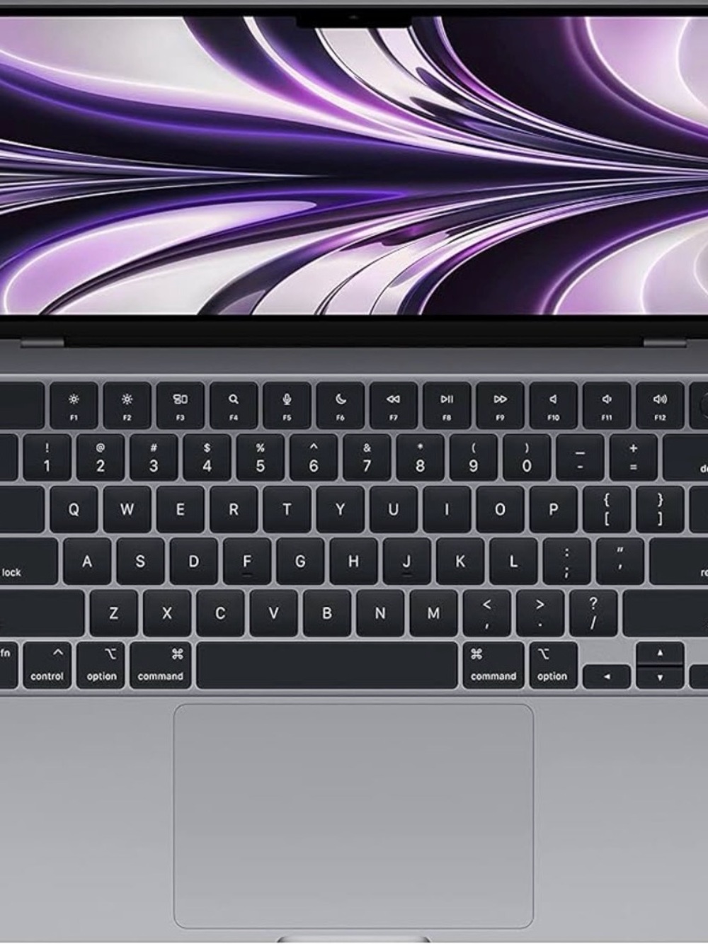 Apple Space Gray Laptop with Black Keyboard and Silver Trackpad